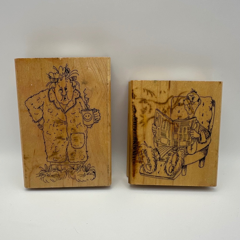 Art Impressions Golden Oldies Maude M-1249 Old Man K-1239 Rubber Stamp Lot Funny